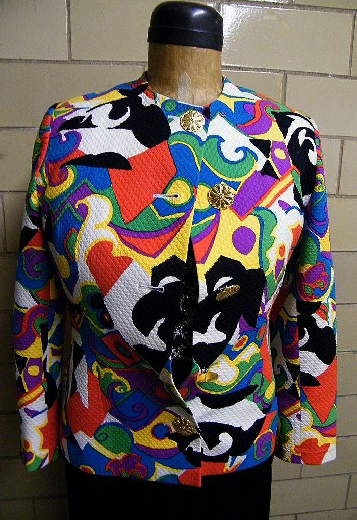 ABSTRACT Screen Printed Woven Pique Jacket By GIVENCHY Couture Paris..Made In France..Excellent Condition ABSTRACT Screen Printed Woven Pique Jacket By GIVENCHY Couture Paris..Made In France..Excellent Condition
