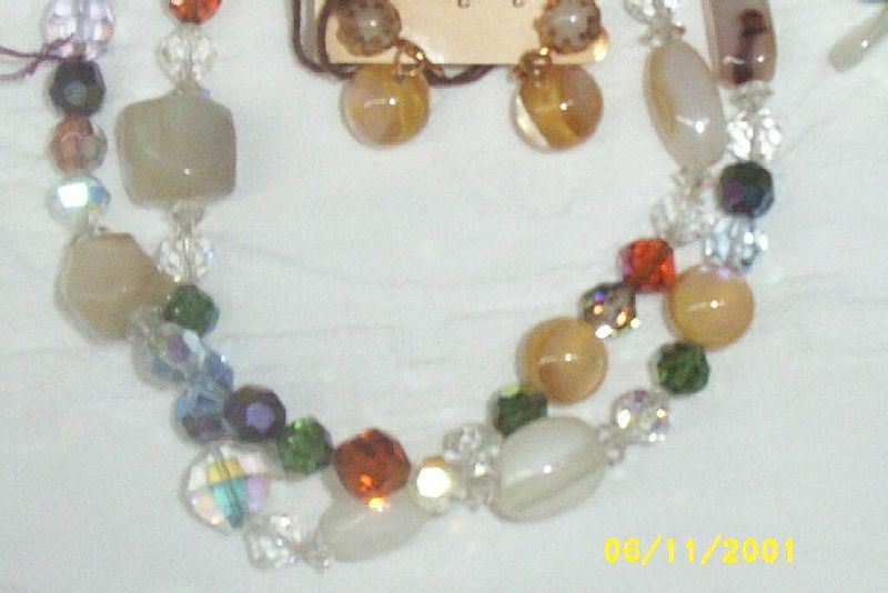 Designer.. Monachelli..35" Semi-Precious Stones And Mixed Austrian Faceted Beaded Necklace Designer.. Monachelli..35" Semi-Precious Stones And Mixed Austrian Faceted Beaded Necklace