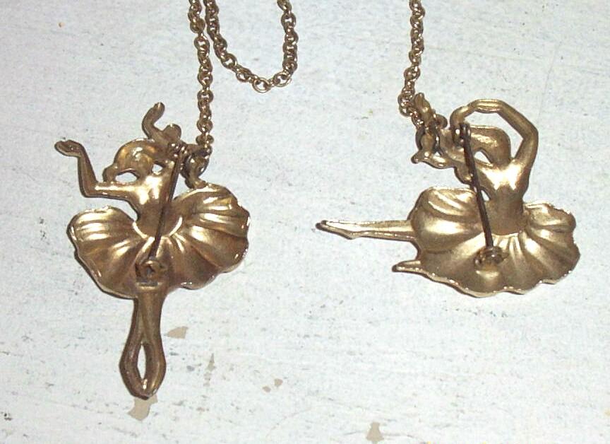 Vintage Ballerina Scatter, Shawl, Scarf or Sweater Pin..Gold-Tone Metal..Long Chain Vintage Ballerina Scatter, Shawl, Scarf or Sweater Pin..Gold-Tone Metal..Long Chain