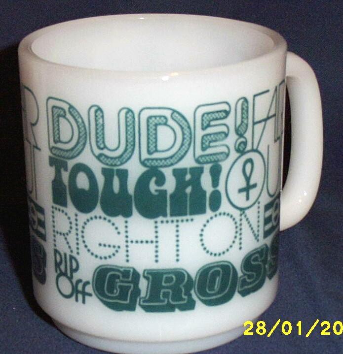 Dude...Milk Glass D Handled Mug Dude...Milk Glass D Handled Mug