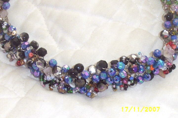 Artisan..Dainty Mixed Glass Beaded Crocheted Wire..Collar Necklace..ABSOLUTELY!! Artisan..Dainty Mixed Glass Beaded Crocheted Wire..Collar Necklace..ABSOLUTELY!!