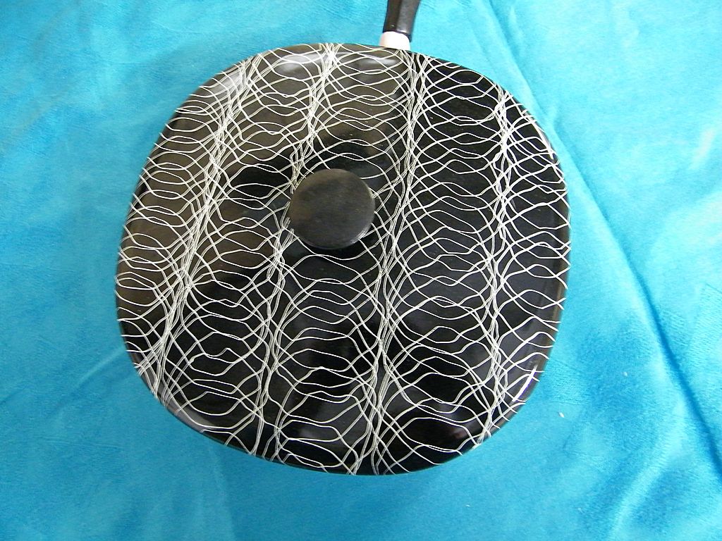 1950's SWIRL..Spaghetti..Confetti..Enamel Covered Pot..Pink/White Base & Black/White Lid.. 1950's SWIRL..Spaghetti..Confetti..Enamel Covered Pot..Pink/White Base & Black/White Lid..