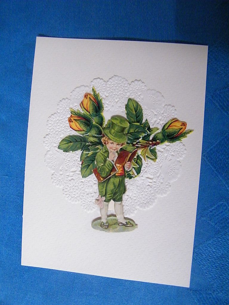 Saint Patrick's Day Vintage Collage Greeting Card..Boy With Top Hat Reading A Book..Mint Saint Patrick's Day Vintage Collage Greeting Card..Boy With Top Hat Reading A Book..Mint
