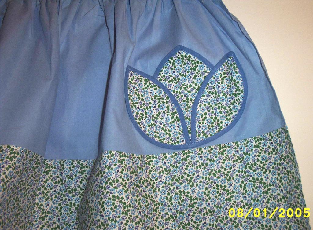 Vintage Half Apron..Liberty Blue Calico Floral Print With Solid Blue Vintage Half Apron..Liberty Blue Calico Floral Print With Solid Blue
