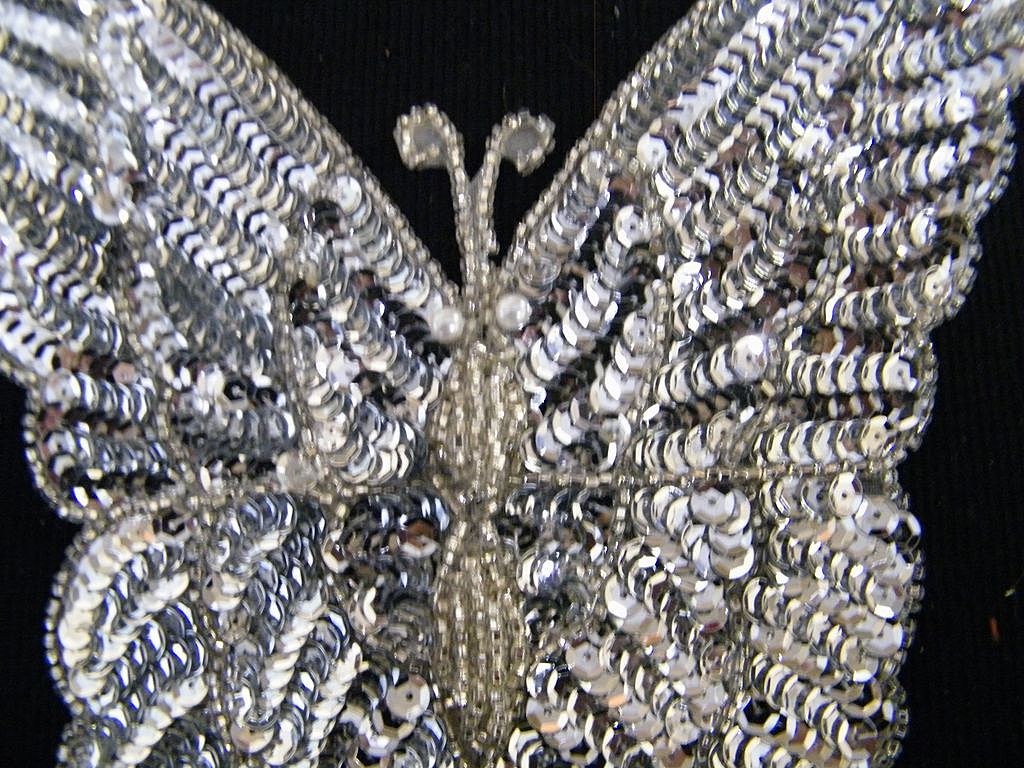Vintage Extra Large Butterfly Sequin & Glass Beaded Applique from