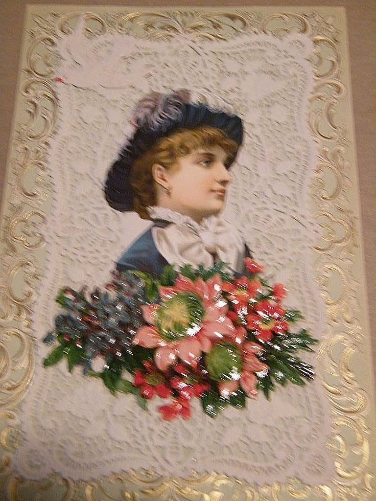 Victorian Picture Collages..Set..2 Victorian Woman Wearing Hats..Embossed & Die-Cut..Extraordinary..New Condition Victorian Picture Collages..Set..2 Victorian Woman Wearing Hats..Embossed & Die-Cut..Extraordinary..New Condition