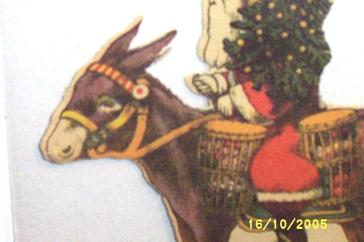 Large Victorian Santa On Donkey Paper Scraps...Hard To Find Large Victorian Santa On Donkey Paper Scraps...Hard To Find
