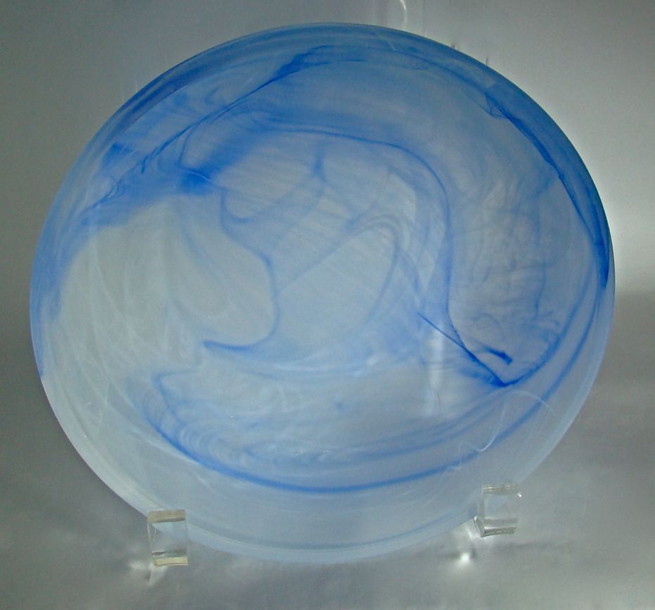 Blue and White Swirled Frosted Art Glass Bowl Blue and White Swirled Frosted Art Glass Bowl