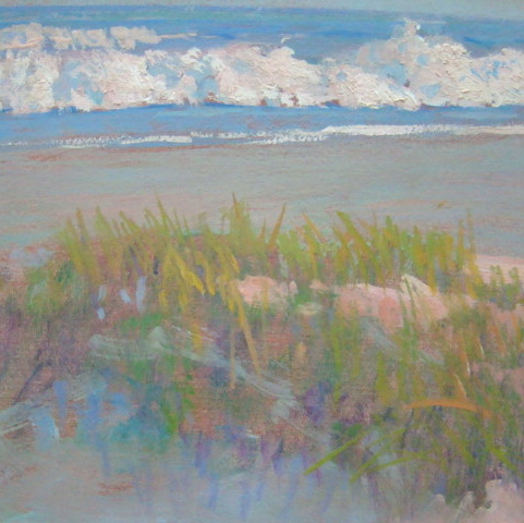 Signed Frank Handlen Oil On Masonite "Sea and Sand" Signed Frank Handlen Oil On Masonite "Sea and Sand"