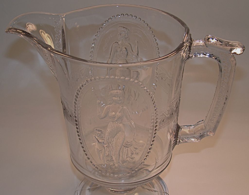 Early American Pattern Glass Pitcher Minerva/Cupid & Venus Pattern Early American Pattern Glass Pitcher Minerva/Cupid & Venus Pattern