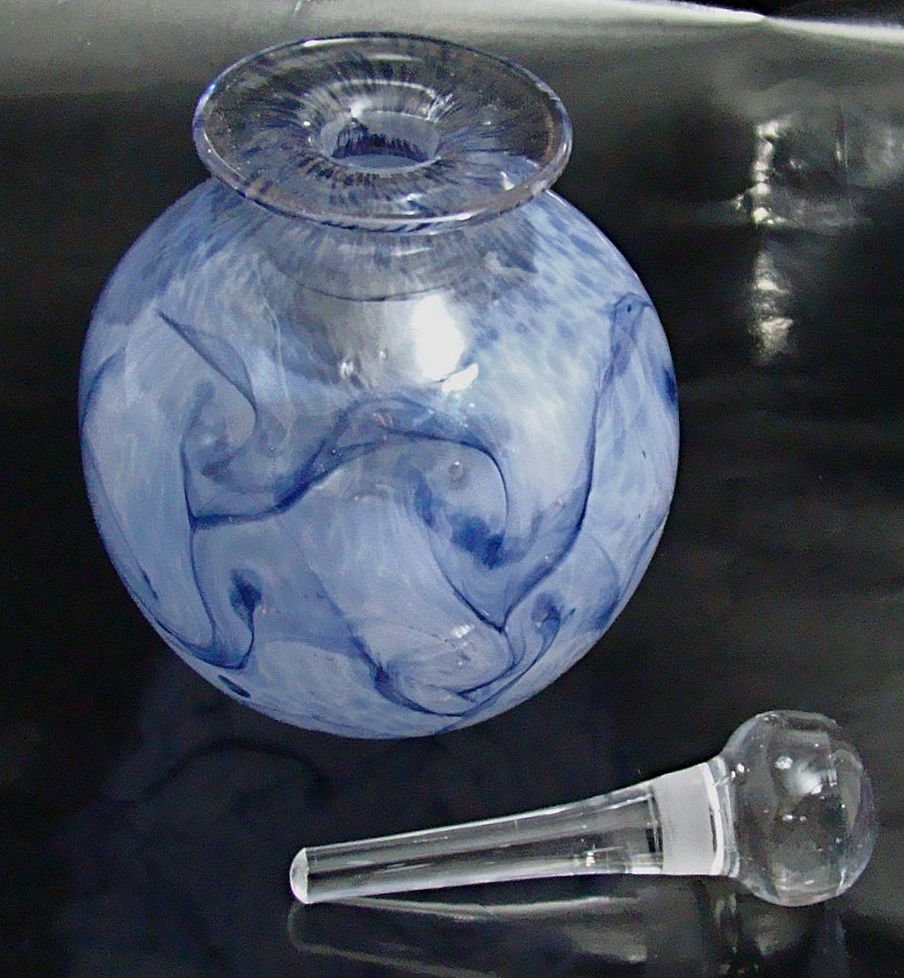 Hand Blown Art Glass Perfume Bottle with Stopper – Signed Jangles - Scotland Hand Blown Art Glass Perfume Bottle with Stopper – Signed Jangles - Scotland