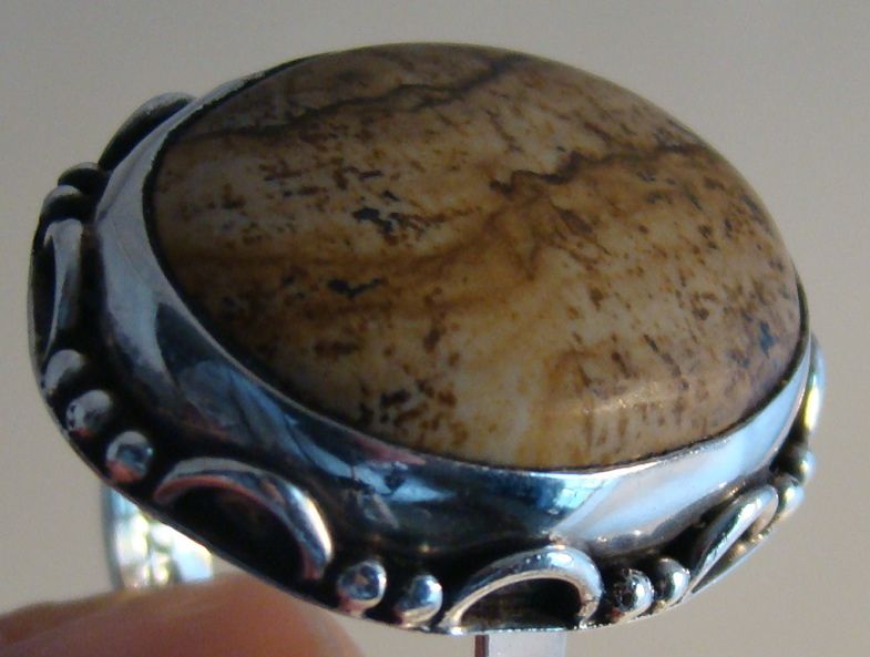 Sterling Silver Ring with Polished Sandstone Setting Sterling Silver Ring with Polished Sandstone Setting