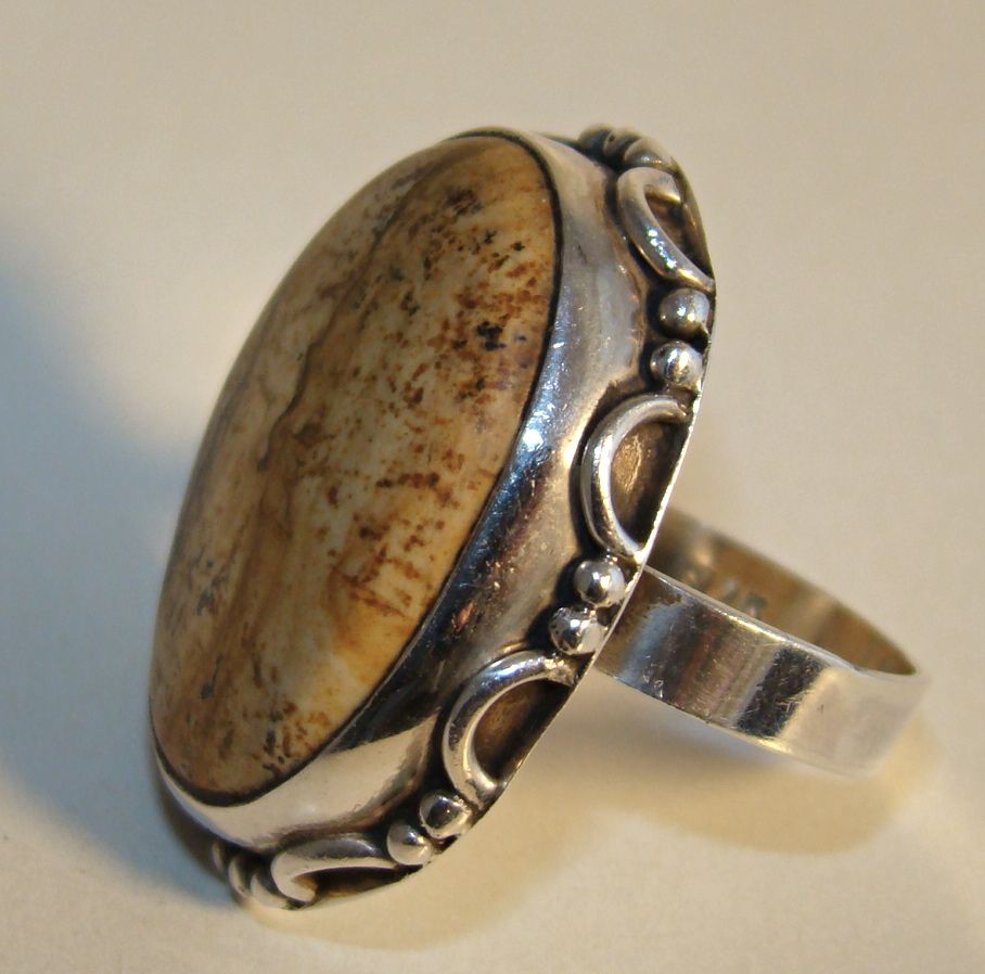 Sterling Silver Ring with Polished Sandstone Setting Sterling Silver Ring with Polished Sandstone Setting