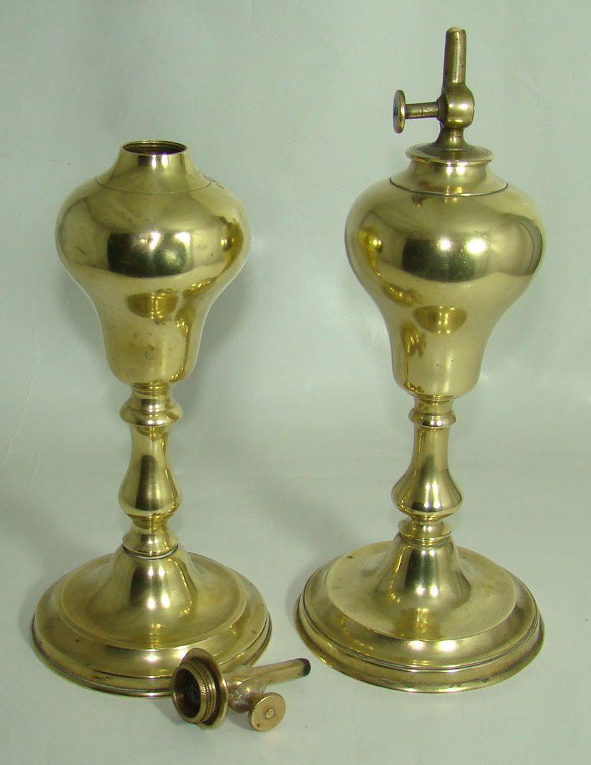 Pair of French Brass Whale Oil Lamps – Circa: Mid 1800's Pair of French Brass Whale Oil Lamps – Circa: Mid 1800's