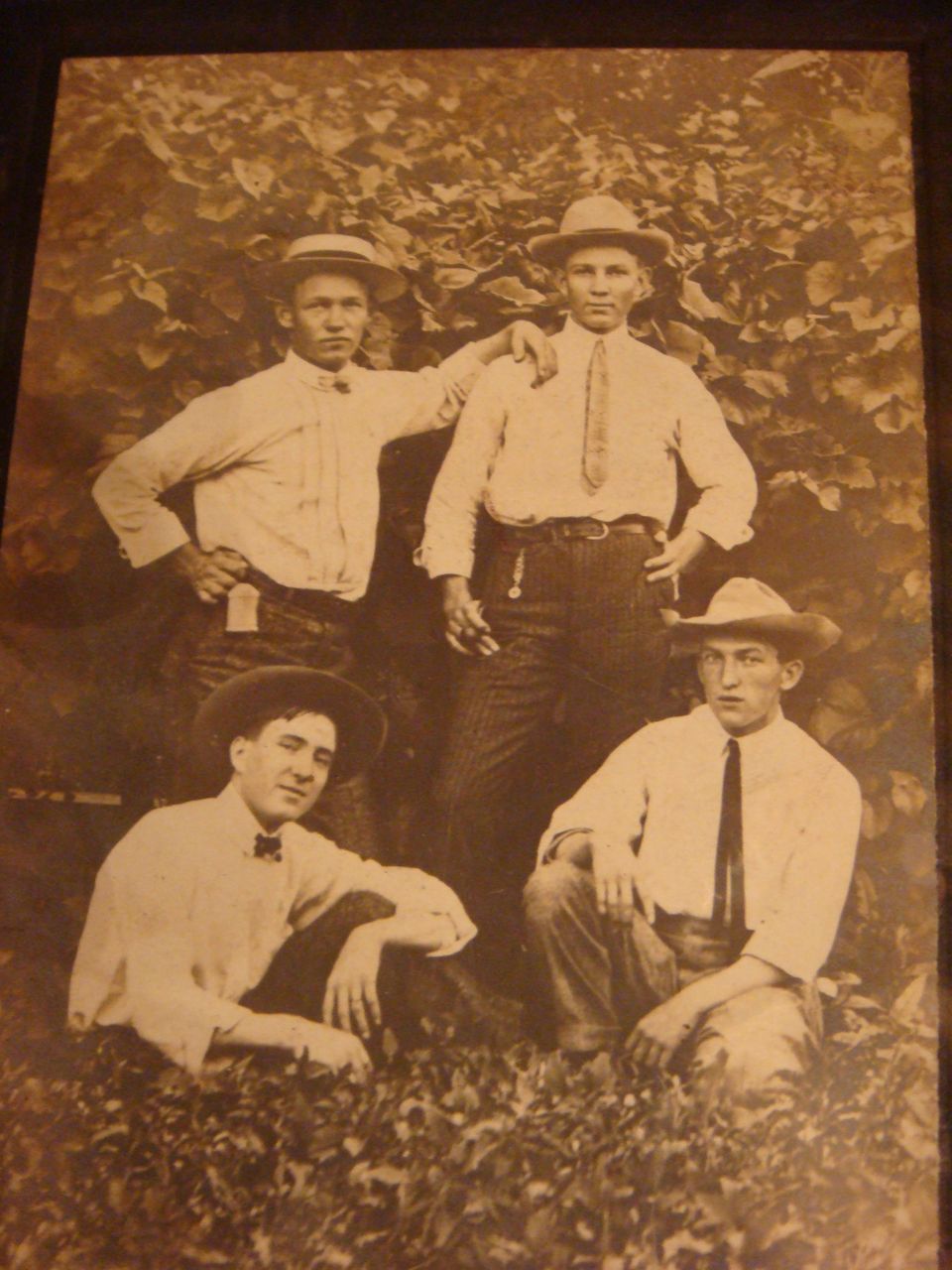 Early 1900's Photo 4 Cool Dudes Look at Those Hats and SKINNY Ties Early 1900's Photo 4 Cool Dudes Look at Those Hats and SKINNY Ties