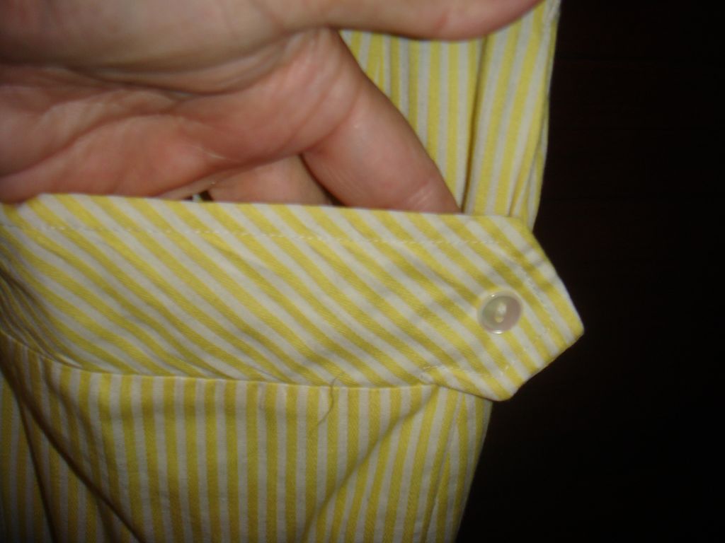 Vintage Abby Kent New York Shirtwaist Dress Yellow White Stripe Patent / Lucite Belt Vintage Abby Kent New York Shirtwaist Dress Yellow White Stripe Patent / Lucite Belt