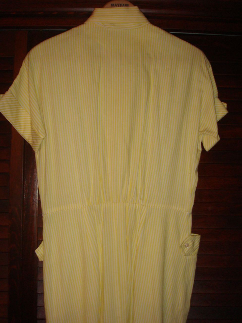 Vintage Abby Kent New York Shirtwaist Dress Yellow White Stripe Patent / Lucite Belt Vintage Abby Kent New York Shirtwaist Dress Yellow White Stripe Patent / Lucite Belt