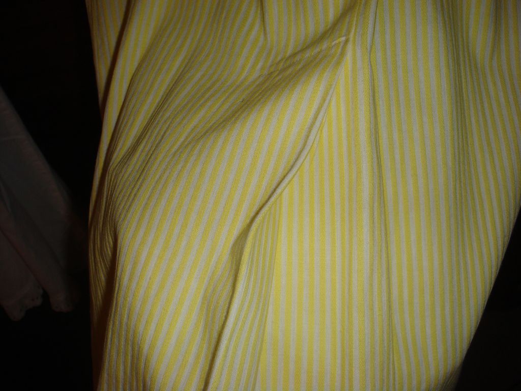 Vintage Abby Kent New York Shirtwaist Dress Yellow White Stripe Patent / Lucite Belt Vintage Abby Kent New York Shirtwaist Dress Yellow White Stripe Patent / Lucite Belt