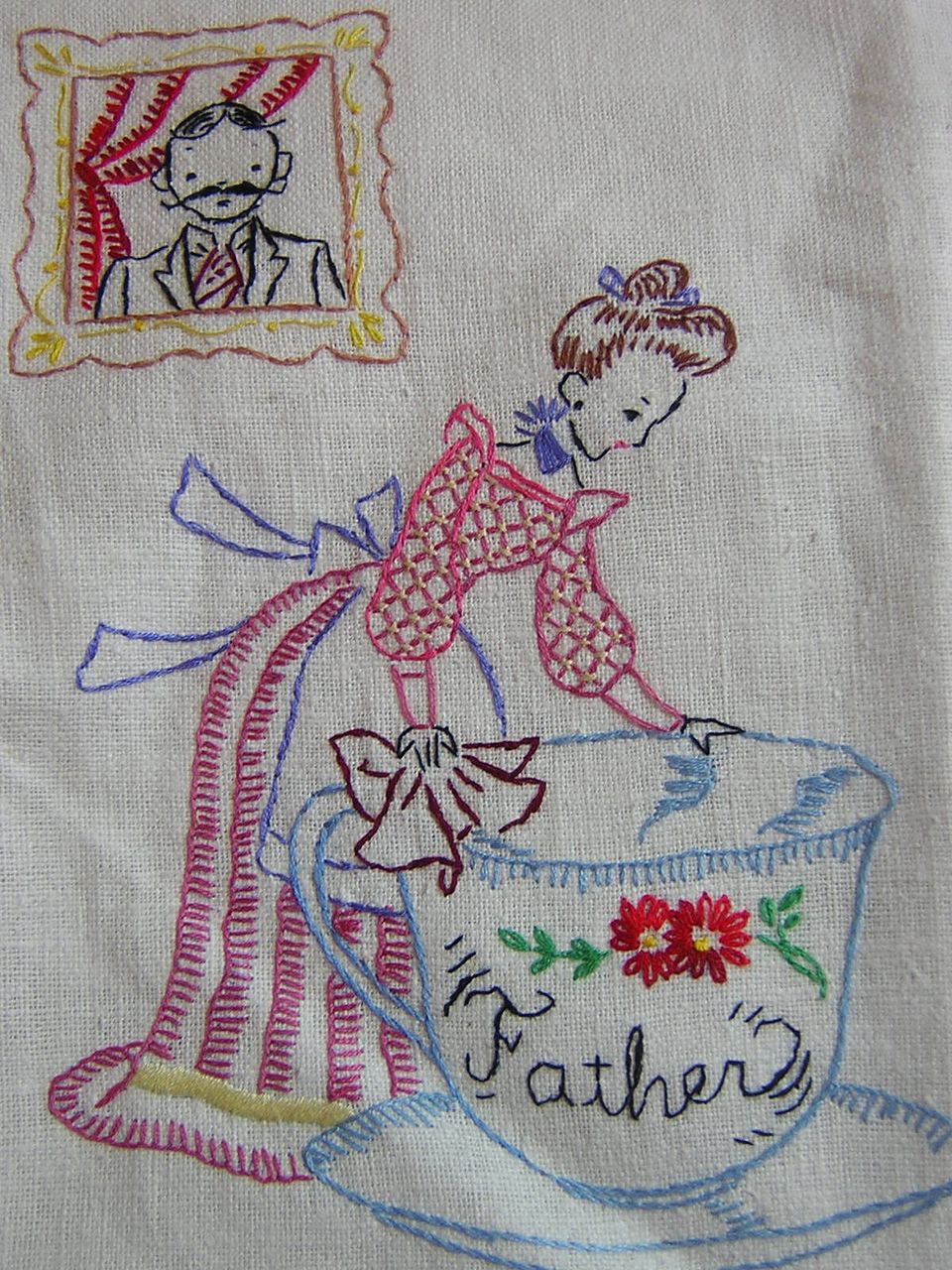 Hand Embroidered Father Towel Hand Embroidered Father Towel