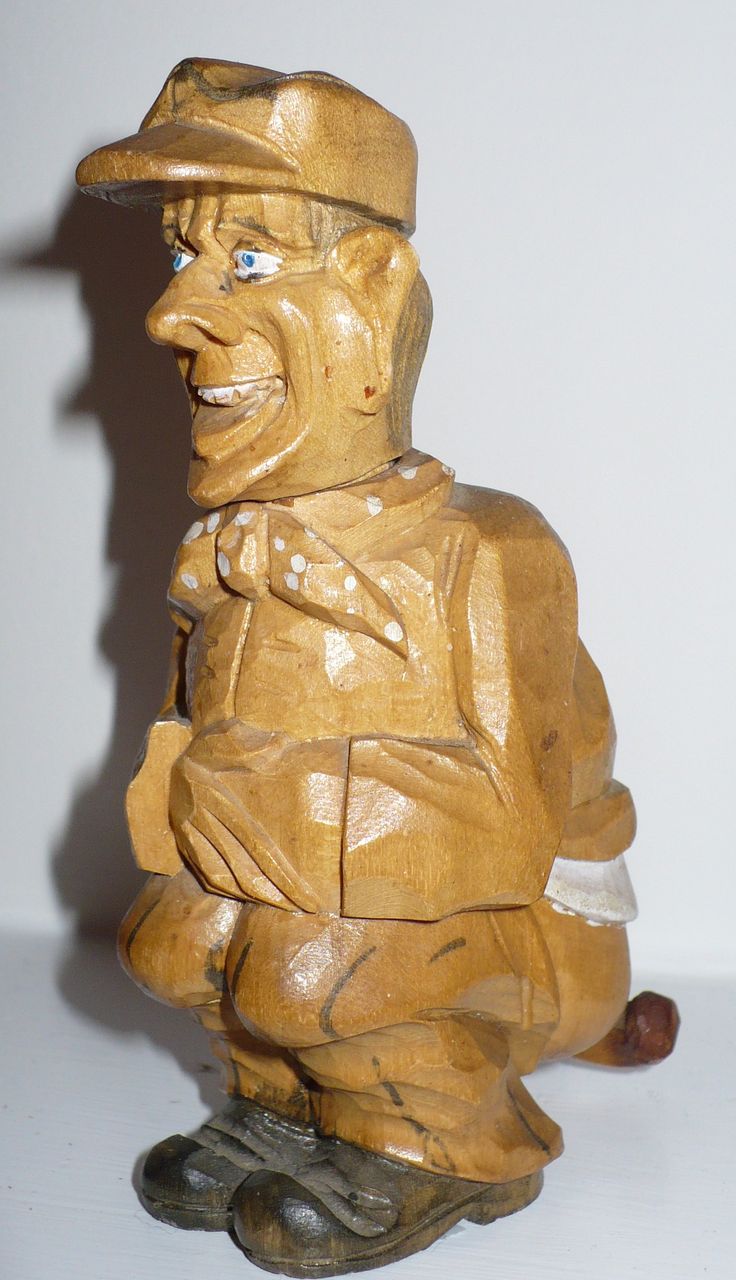 Folk Art Carving Man Making A Poo Folk Art Carving Man Making A Poo
