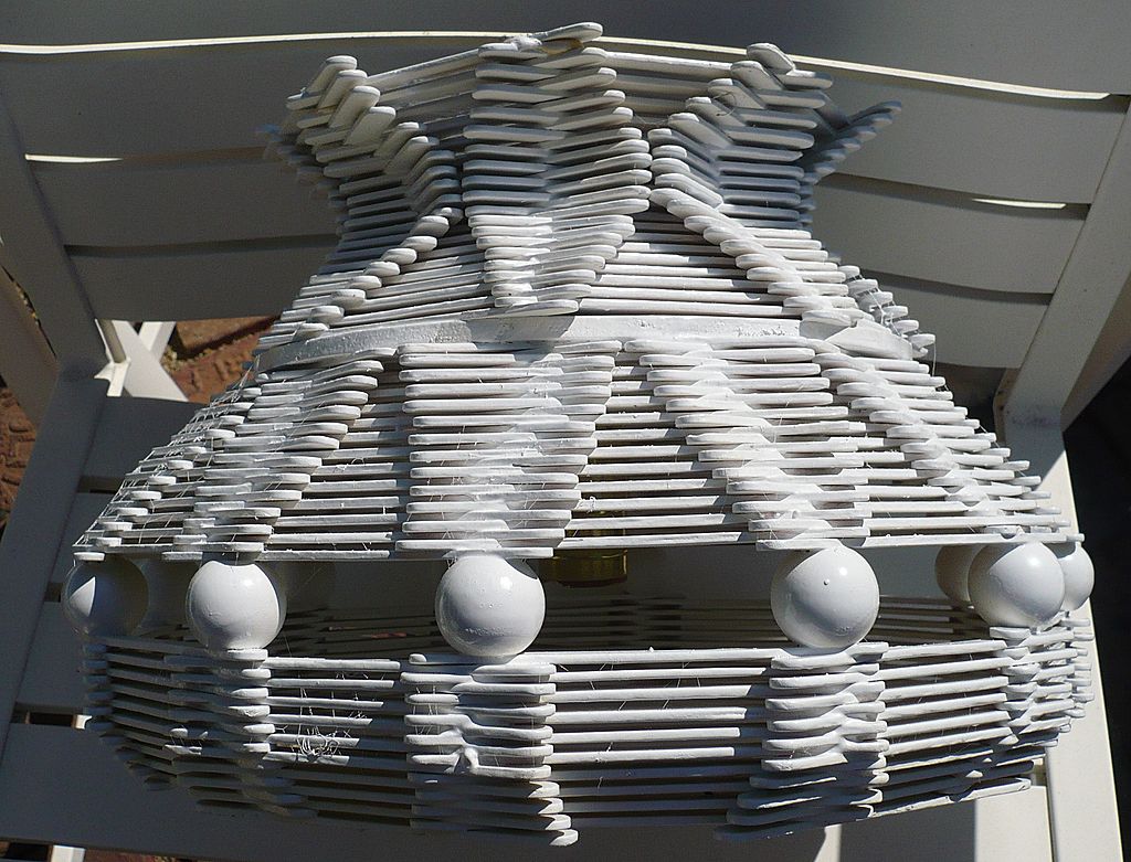 Folk Art Popsicle Stick Hanging Lamp Fixture Folk Art Popsicle Stick Hanging Lamp Fixture