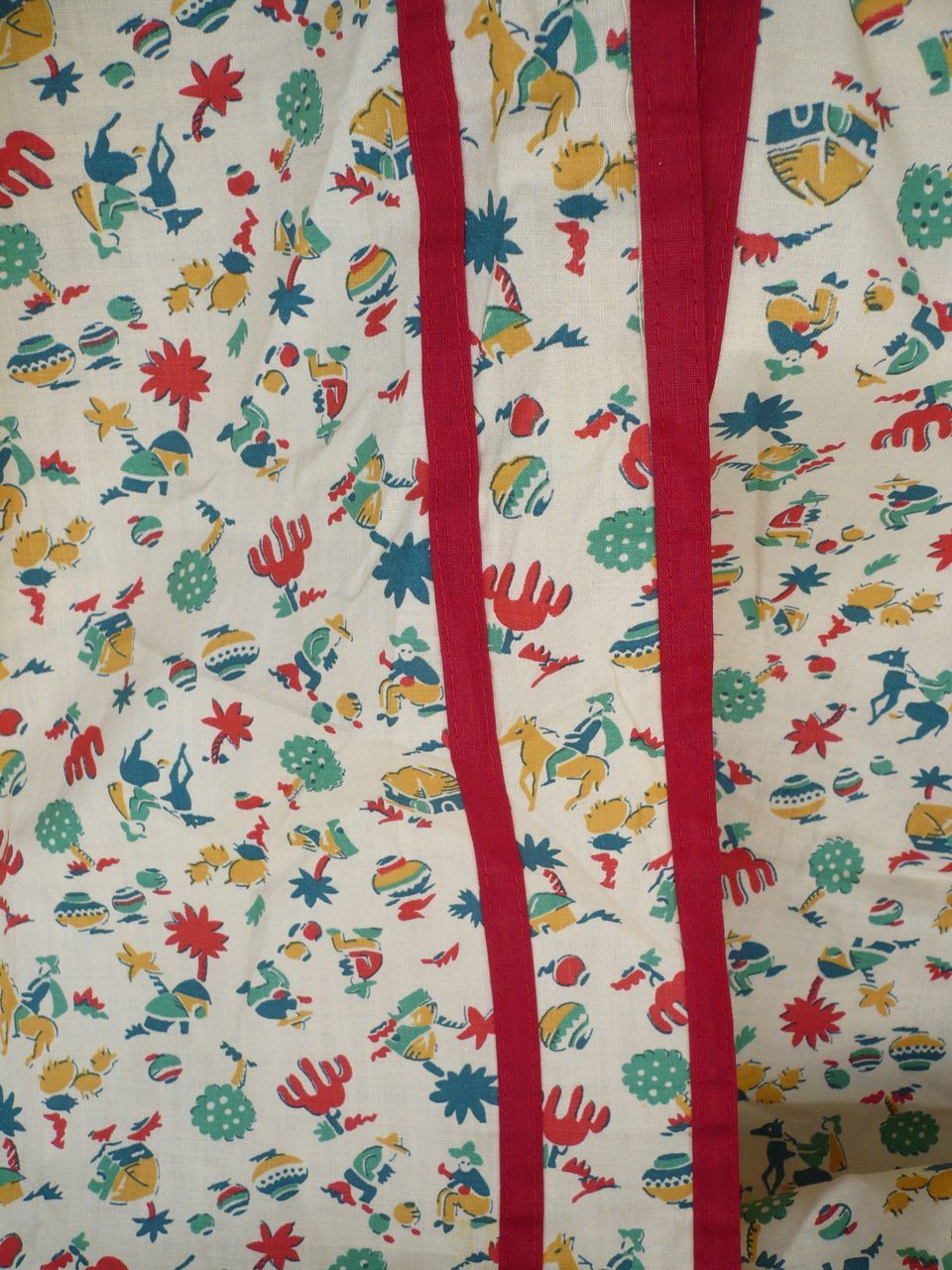 Vintage Cowboy & Mexican Print Cotton Curtains Vintage Cowboy & Mexican Print Cotton Curtains