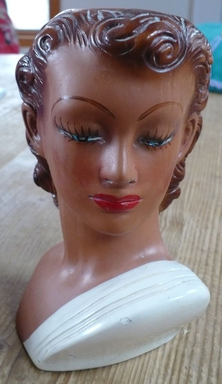 1949 Chalkware Lady Headvase 1949 Chalkware Lady Headvase