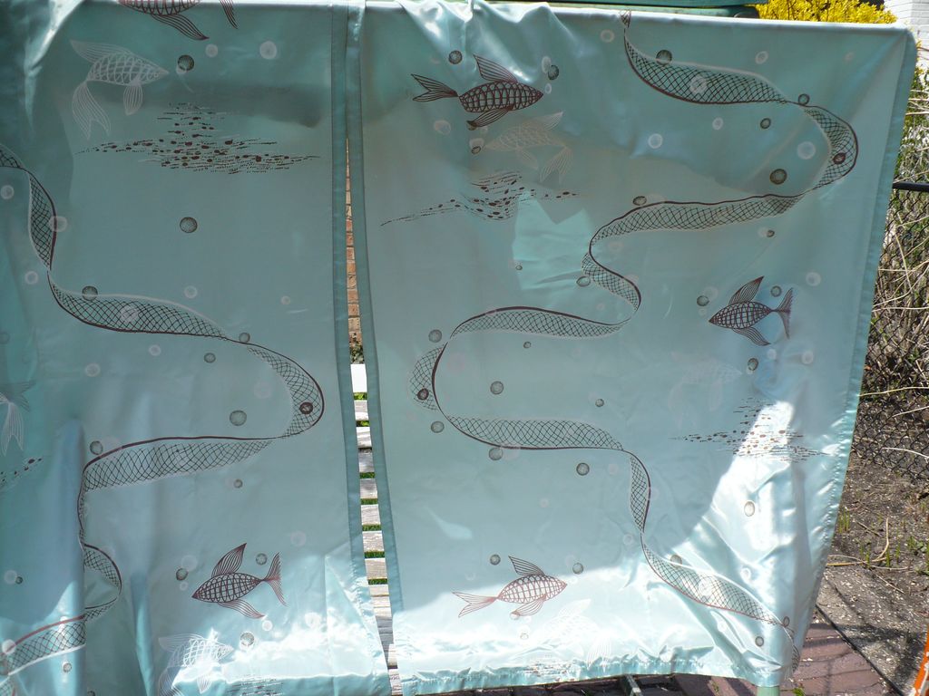 Vintage Mid Century Fish Shower Curtain Vintage Mid Century Fish Shower Curtain
