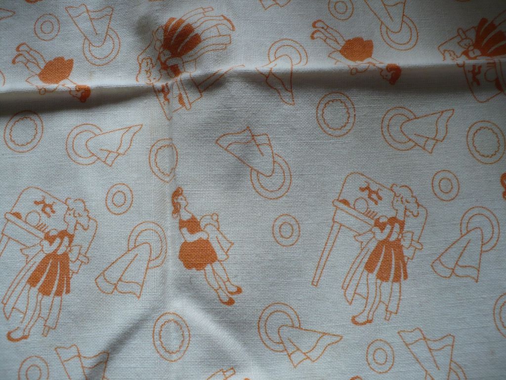 Vintage Little Girl Doing Dishes Fabric Vintage Little Girl Doing Dishes Fabric