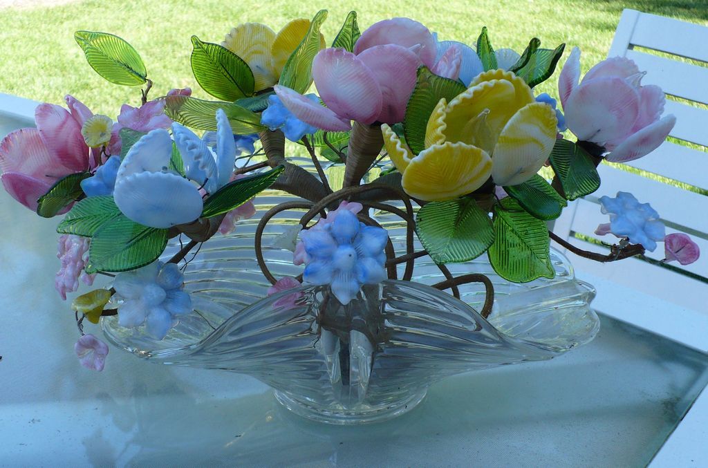 Glass Floral Lighted Centerpiece Glass Floral Lighted Centerpiece