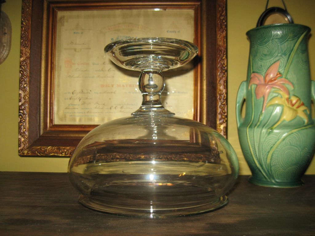 Pretty Antique Victorian Blown Glass Fish Bowl or Compote Pretty Antique Victorian Blown Glass Fish Bowl or Compote