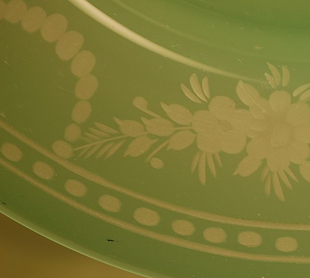 Steuben Jade glass copper wheel-engraved plate signed C:1930 Steuben Jade glass copper wheel-engraved plate signed C:1930