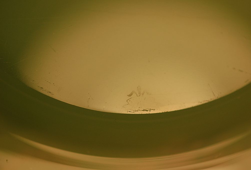 Steuben Jade glass copper wheel-engraved plate signed C:1930 Steuben Jade glass copper wheel-engraved plate signed C:1930