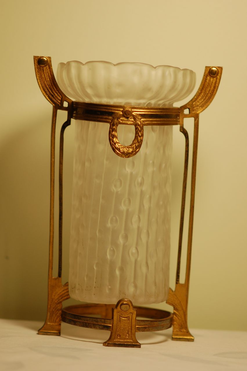 Kralik Bohemian glass vase on stand Loetz era C:1900 Kralik Bohemian glass vase on stand Loetz era C:1900