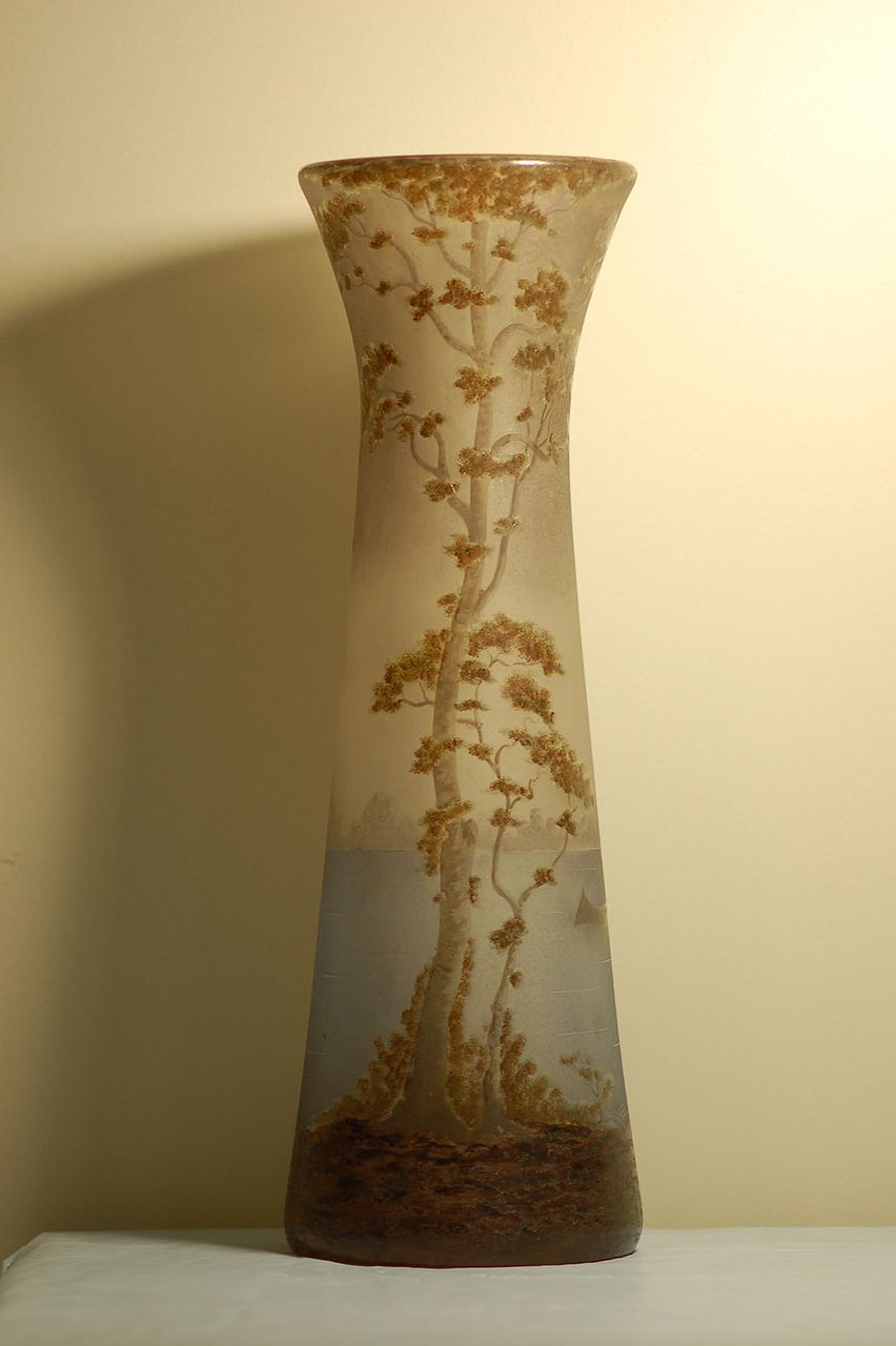 Muller Freres Luneville Monumental French Cameo glass vase C:1910 Muller Freres Luneville Monumental French Cameo glass vase C:1910