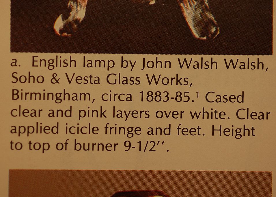 Antique English glass oil lamp by John Walsh Walsh C:1884 Catherine Thuro Collection Antique English glass oil lamp by John Walsh Walsh C:1884 Catherine Thuro Collection