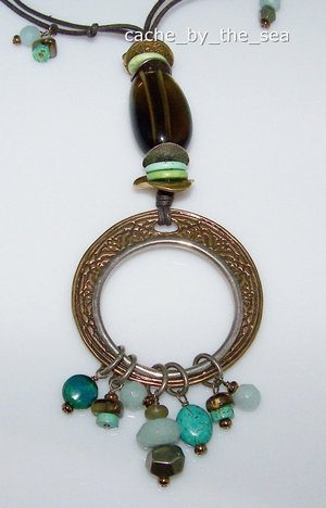 SILPADA Brass 925 Silver Howlite Amazonite Pyrite Pendant Necklace RETIRED N1892 SILPADA Brass 925 Silver Howlite Amazonite Pyrite Pendant Necklace RETIRED N1892