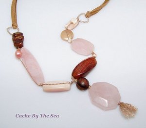SILPADA $99++ Brown Leather Rose Quartz Wood Shell FW Pearl 18"- 20" Necklace N1424 RETIRED! SILPADA $99++ Brown Leather Rose Quartz Wood Shell FW Pearl 18"- 20" Necklace N1424 RETIRED!