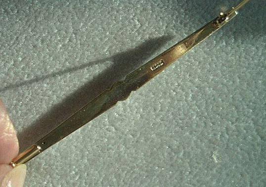 Lovely Victorian Bar Pin with Diamond Solitaire, 14K Lovely Victorian Bar Pin with Diamond Solitaire, 14K