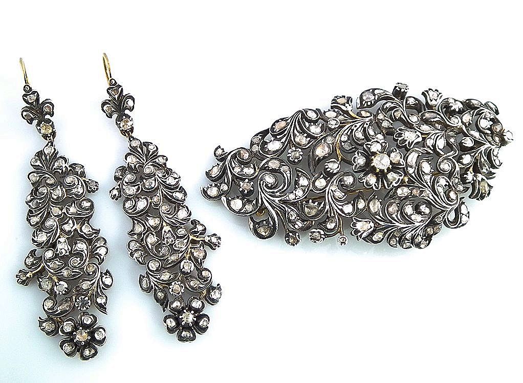 Rare 18th Century Georgian Diamond Set Demi Parure - Austrian Rare 18th Century Georgian Diamond Set Demi Parure - Austrian