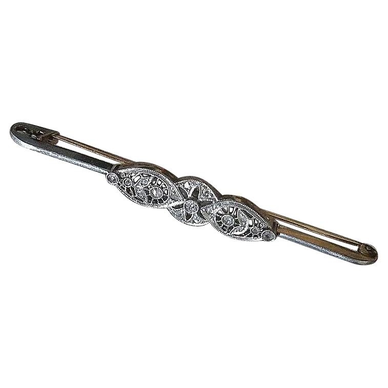 Edwardian Bar Pin, Platinum & 14K Yellow Gold Edwardian Bar Pin, Platinum & 14K Yellow Gold