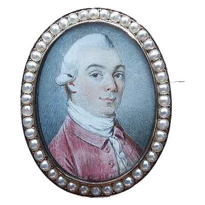 Fine Hand Painted Portrait Pin/Pendant 18K, Georgian Fine Hand Painted Portrait Pin/Pendant 18K, Georgian