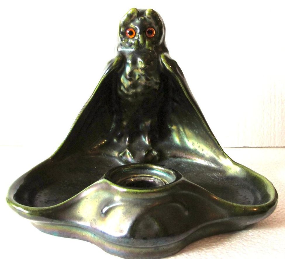 Incredible Ceramic Owl Inkstand, - Art Nouveau, Austria Incredible Ceramic Owl Inkstand, - Art Nouveau, Austria