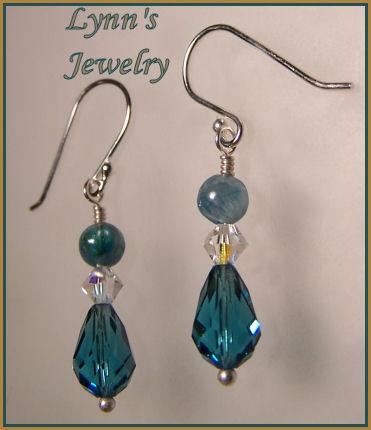 Kyanite Swarovski Indicolite Crystal Sterling Silver Earrings Kyanite Swarovski Indicolite Crystal Sterling Silver Earrings