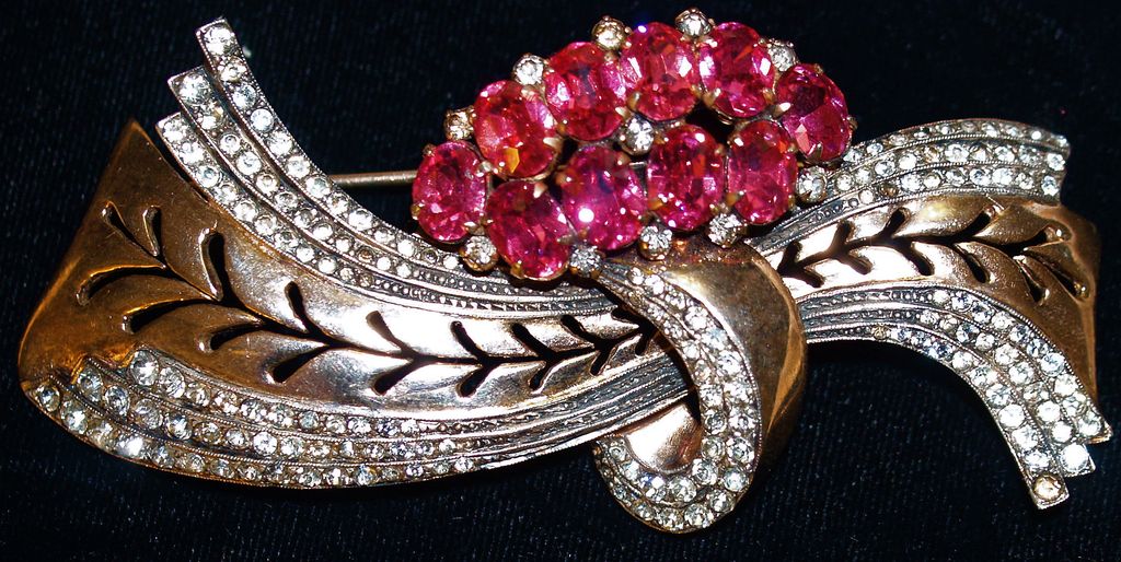 Adele Simpson Vermeil Brooch - Large - Rare - Signed 1930s Adele Simpson Vermeil Brooch - Large - Rare - Signed 1930s