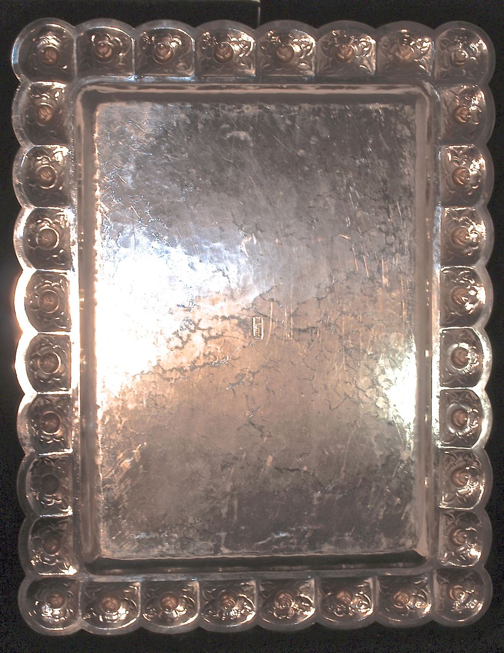 Large 1930s AZTEC ROSE Sterling Silver Tray - Sandborns Mexico Large 1930s AZTEC ROSE Sterling Silver Tray - Sandborns Mexico