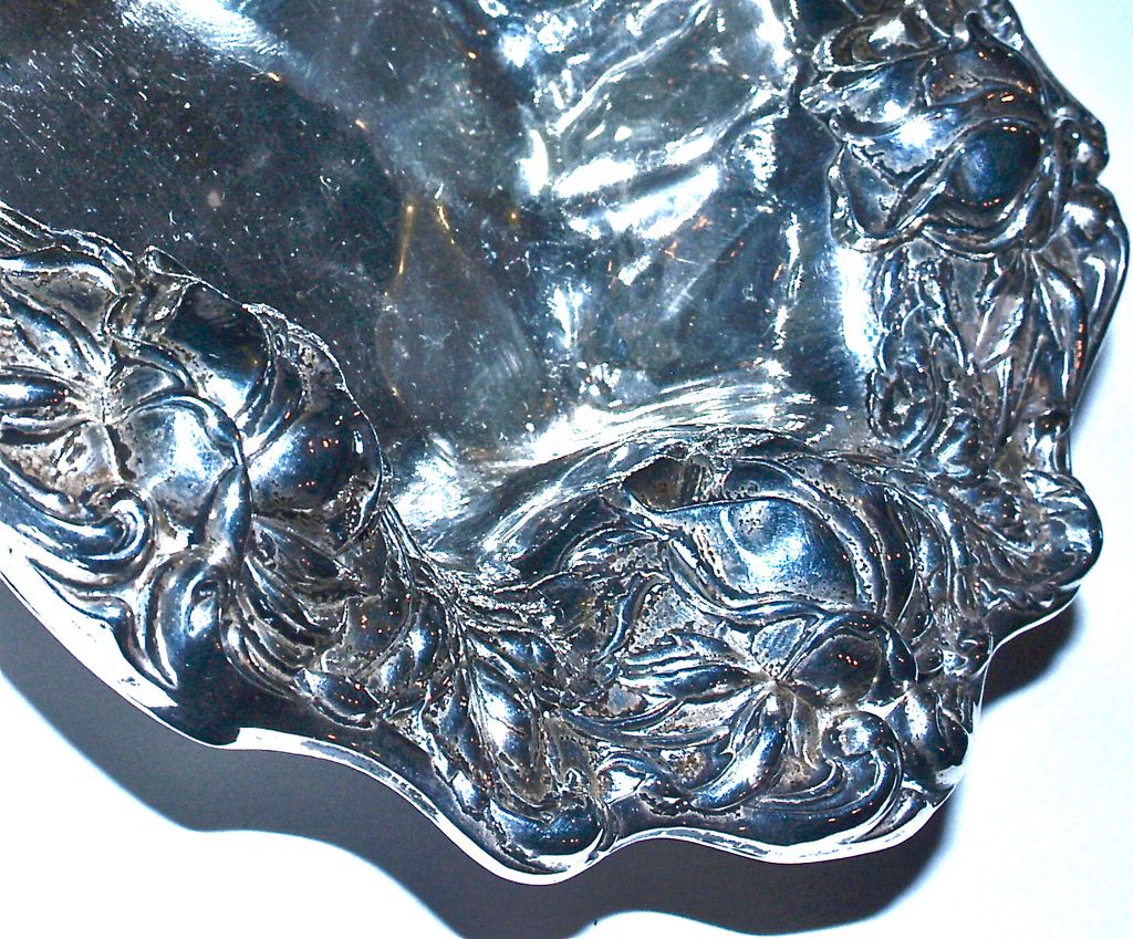 Antique Whiting-Gorham Sterling Silver - Repousse Rose Dish Candy Nut Bowl Antique Whiting-Gorham Sterling Silver - Repousse Rose Dish Candy Nut Bowl
