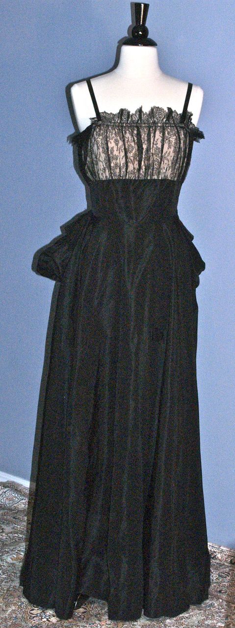 Elegant Eisenberg Original Gown/Dress - Black Satin & Black Lace Elegant Eisenberg Original Gown/Dress - Black Satin & Black Lace