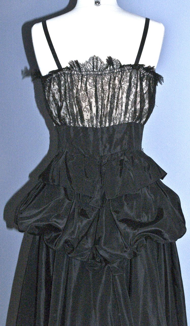 Elegant Eisenberg Original Gown/Dress - Black Satin & Black Lace Elegant Eisenberg Original Gown/Dress - Black Satin & Black Lace