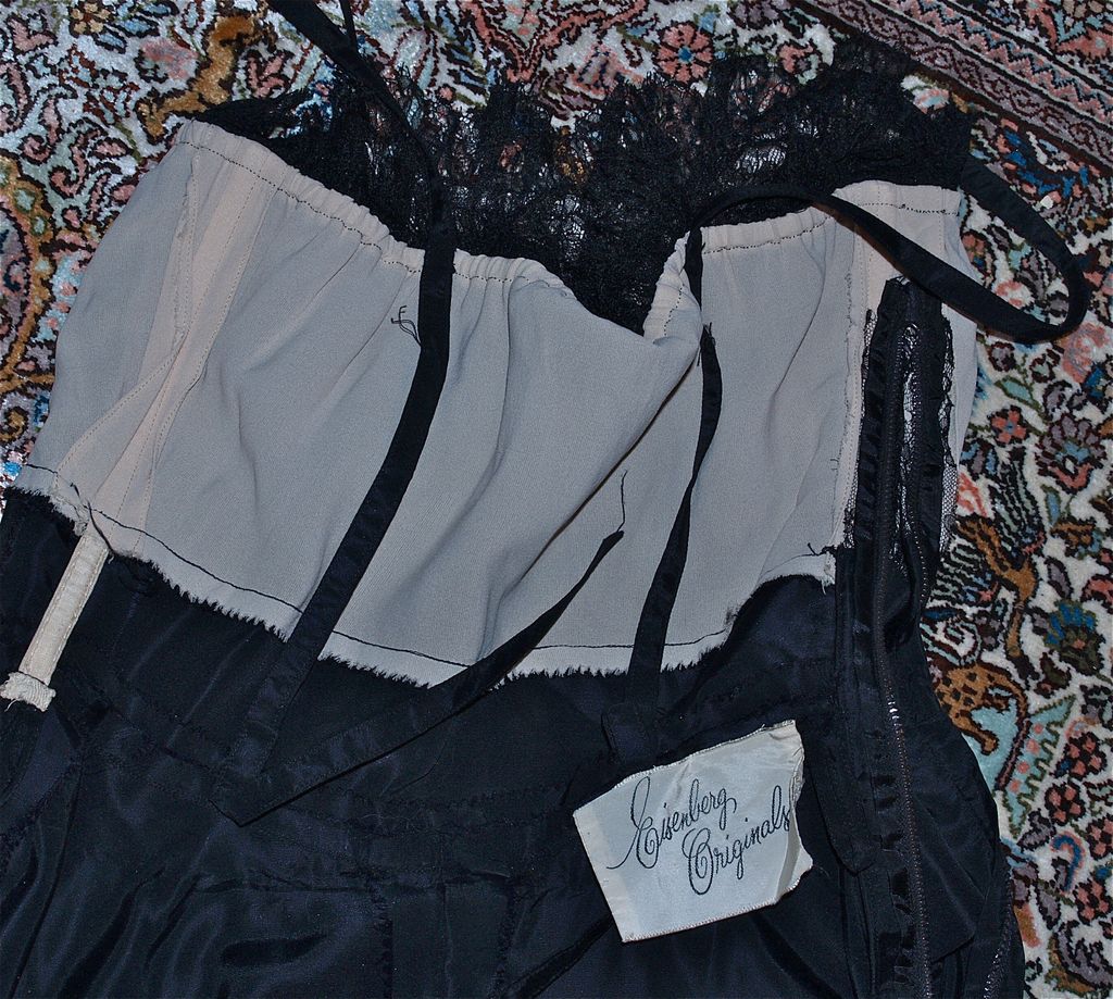 Elegant Eisenberg Original Gown/Dress - Black Satin & Black Lace Elegant Eisenberg Original Gown/Dress - Black Satin & Black Lace